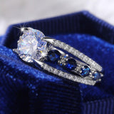 Impressive New Luxury Blue Color Designer AAA+ Cubic Zirconia Diamonds Fashion Ring - The Jewellery Supermarket