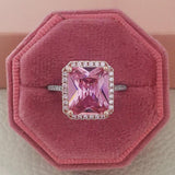 New Luxury Princess Cut Pink Gold Color AAA+ CZ Diamonds Designer Fashion Ring - The Jewellery Supermarket