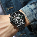 NEW MENS WATCHES - Top Brand Stainless Steel Hollow Sports Waterproof Quartz Watch - The Jewellery Supermarket
