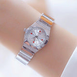 Elegant Small Dial Bling Fashion Luxury Brand Simulated Diamonds Gold Silver Colour Female Bracelet Wristwatch - The Jewellery Supermarket