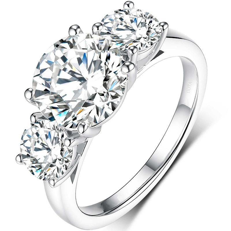 Brilliant 3 Stone Round Cut High Quality Moissanite Diamonds Engagement Rings - Luxury Jewellery - The Jewellery Supermarket