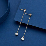 Long Tassel Drop Earings 1.6cttw Bezel 14K Gold Plated ♥︎ High Quality Moissanite Diamonds ♥︎ for Women  - The Jewellery Supermarket