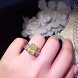 New Arrival Luxury Yellow Color 10*14mm Princess Cut AAA+ Quality CZ Diamonds Ring - The Jewellery Supermarket