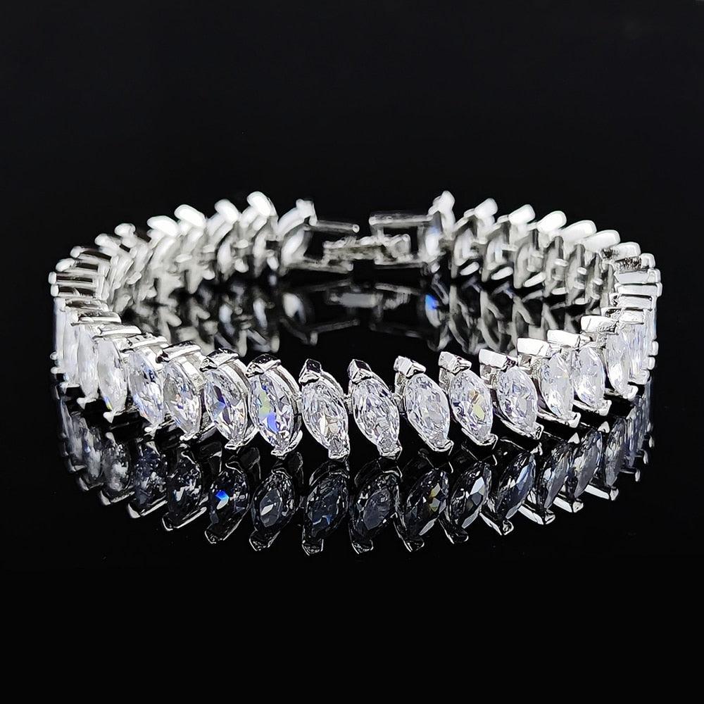 New Marquise Oval Square Cut Luxury Silver Color AAA+ Cubic Zirconia Simulated Diamonds Tennis Bracelet - The Jewellery Supermarket
