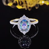 New Arrival Luxury Elegant Oval Cut Purple AAA+ Cubic Zirconia Diamonds Fashion Ring