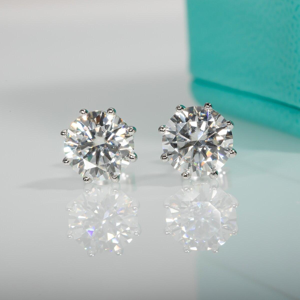 Excellent 2CT D Color VVS1 ♥︎ High Quality Moissanite Diamonds ♥︎ 8-Prong Stud Earrings - Fine Jewellery - The Jewellery Supermarket