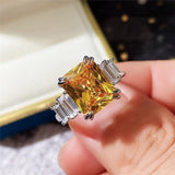 Gorgeous New Arrival Luxury Blue Yellow Color Rectangle AAA+ CZ Diamonds Fashion Ring - The Jewellery Supermarket