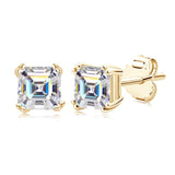 Brilliant Asscher Cut 1.0 ct D Color ♥︎ High Quality Moissanite Diamonds ♥︎ Four Claws Gemstone Stud Earrings - The Jewellery Supermarket