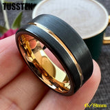 New Arrival Offset Grooved Brushed Black Rose Men Women Tungsten Carbide Comfort Fit Wedding Ring - The Jewellery Supermarket