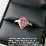 QUALITY RINGS Pear cut Pink AAA+ Cubic Zirconia Diamonds Engagement Ring for Women - The Jewellery Supermarket