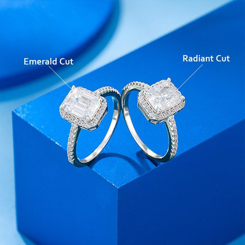 Awesome 2CT Emerald or Radiant Cut High Quality Moissanite Diamonds Rings - Wedding Jewellery - The Jewellery Supermarket