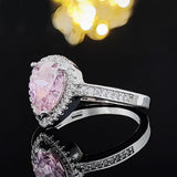 QUALITY RINGS Pear cut Pink AAA+ Cubic Zirconia Diamonds Engagement Ring for Women - The Jewellery Supermarket