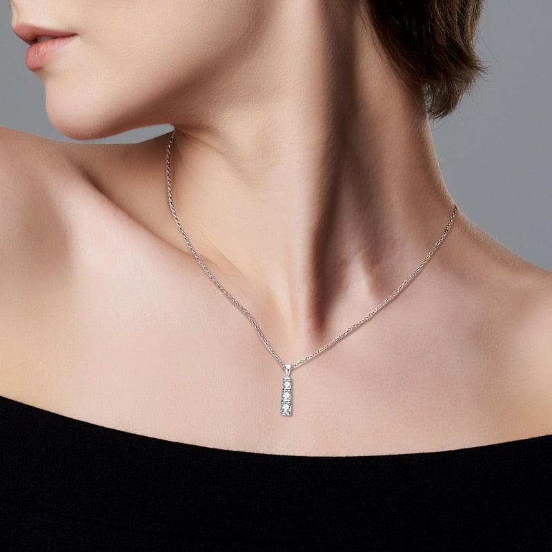Luxury 3 Stone Pendant Necklace 0.53cttw Round Cut High Quality Moissanite Diamonds - Fine Jewellery - The Jewellery Supermarket