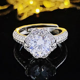 Charming New Luxury Plum Round Cut Resizable AAA+ Cz Diamonds Fashion Ring