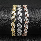 NEW - Gold Colour AAA+ Cubic Zirconia Trendy Leaves Quality Bracelets - The Jewellery Supermarket