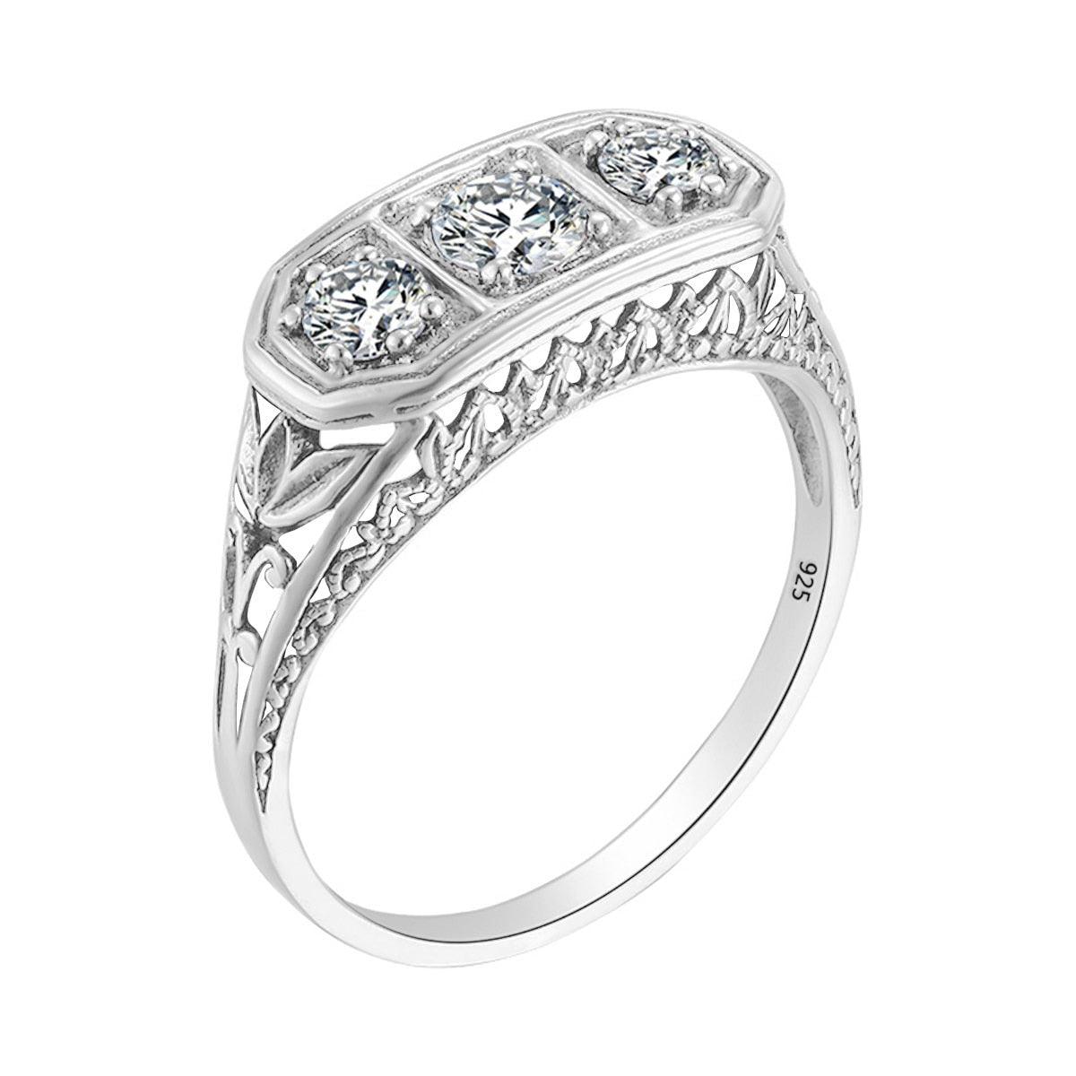 Fabulous Pure 925 Silver 3 stone High Quality Moissanite Diamonds For Women - Handmade Fine Jewellery - The Jewellery Supermarket