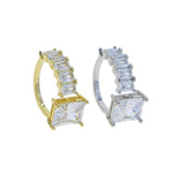 NEW AAA+ White Baguette Cubic Zirconia Diamonds Open Adjusted Sparkling Fine Ring - The Jewellery Supermarket