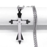 NEW Christian Bible Cross Chain Stainless Steel Big Religious Pendants Necklaces - The Jewellery Supermarket