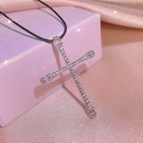 Gorgeous Silver AAA+ Cubic Zirconia Diamonds Cross Men and Women Religious Necklace - The Jewellery Supermarket