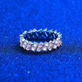 Excellent Emerald Cut 3CT Platinum Plated High Quality Moissanite Diamonds Eternity Ring - Fine Jewellery - The Jewellery Supermarket