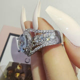 QUALITY RINGS New Luxury Halo Designer AAA+ Cubic Zirconia Diamonds Engagement Ring - The Jewellery Supermarket