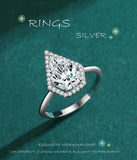 New Luxury Silver Water Drop Shape Sparkling ♥︎ High Quality AAAA Simulated Diamond ♥︎ Rings - The Jewellery Supermarket