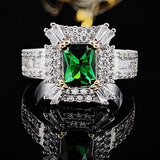 NEW - Luxury AAA+ Cubic Zirconia Green Color Princess Designer Ring - The Jewellery Supermarket
