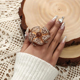 NEW VINTAGE RINGS Princess Queen Big Geometric Hollow Flower Chunky Bohemian Rings - The Jewellery Supermarket