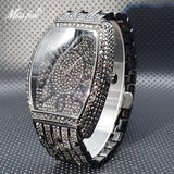Sensational Iced Out Fashion Special Trendy Cuban Simulated Diamonds Multicolour Quartz Big Wrist Watches