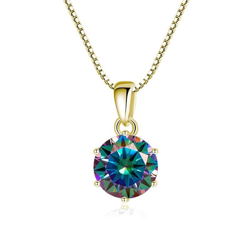 Choice 1 Carat Round Cut VVS Blue Green Colour Real High Quality Moissanite Diamonds Pendants - Fine Jewellery - The Jewellery Supermarket