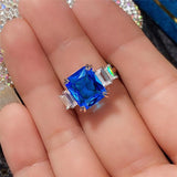 Gorgeous New Arrival Luxury Blue Yellow Color Rectangle AAA+ CZ Diamonds Fashion Ring - The Jewellery Supermarket