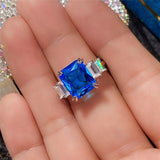 Excellent New Arrival Luxury Blue Yellow Color Rectangle AAA+ CZ Diamonds Fashion Rings - The Jewellery Supermarket