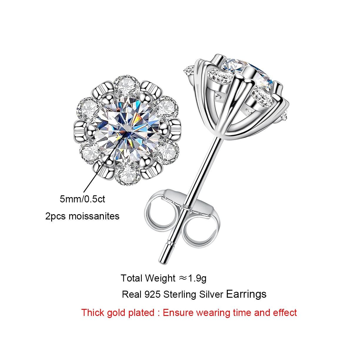 Fabulous 1cttw D Color ♥︎ High Quality Moissanite Diamonds ♥︎ Flower Stud Earrings - Fine Jewellery - The Jewellery Supermarket