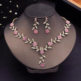 New Luxury Fashion Flower Choker Necklace Earrings Necklace Sets - Rhinestone Jewellery Sets for Women - The Jewellery Supermarket