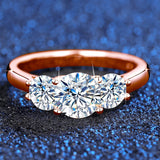 Amazing 3 Stone Total 2ct Genuine High Quality Moissanite Diamonds Rings For Women Luxury Fine Jewellery - The Jewellery Supermarket