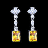 New Luxury Yellow Color AAA Cubic Zirconia Crystals Rectangle Jewellery Sets for Women - Quality Jewellery  - The Jewellery Supermarket