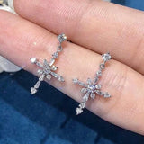 Luxury Fashion AAA+ Cubic Zirconia Cross Dangle Versatile Earrings for Women - Religious Jewellery