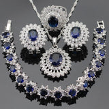 Ideal Gift - Dark Blue Sapphire AAA+ White Zircon Jewellery Set