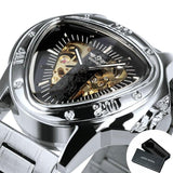 Top Brand Triangle Golden Skeleton Mechanical Automatic Sport Watch for Men - The Jewellery Supermarket