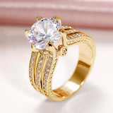 Luxury Trendy Three Metal Color Pink/White AAA+ Cubic Zirconia Diamonds Ring - The Jewellery Supermarket