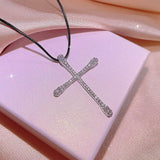 Gorgeous Silver AAA+ Cubic Zirconia Diamonds Cross Men and Women Religious Necklace - The Jewellery Supermarket