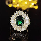 New Luxury Green Gold Color Oval Cut AAA+ Quality CZ Diamonds Engagement Rings