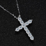 Sparkling 3mm D Color Real High Quality Moissanite Diamonds Cross Necklace -  Fine Religious  Jewellery