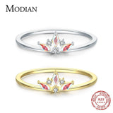 Delicate Small Crown Design With Rainbow Fire Color AAAA Simulated Diamonds Silver Ring - Fashion Jewellery - The Jewellery Supermarket