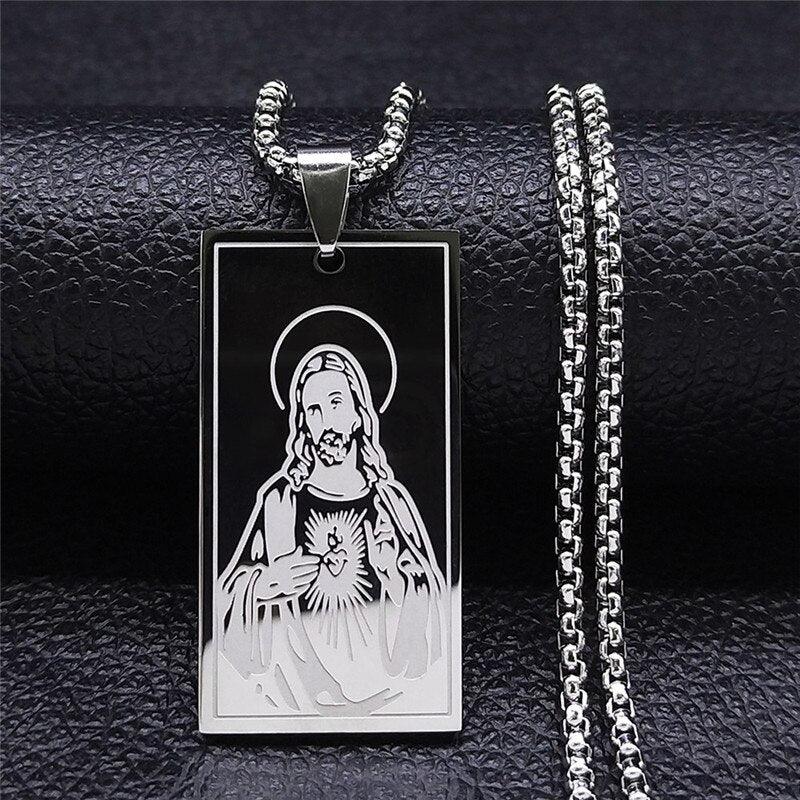 Bible Verse Projection Cross Necklace Stainless Steel Spanish Lord's Prayer Religious Chain Necklaces - The Jewellery Supermarket