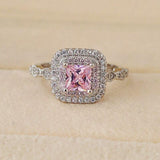 QUALITY RINGS Luxury Pink Princess AAA+ Cubic Zirconia Designer Engagement Ring - The Jewellery Supermarket