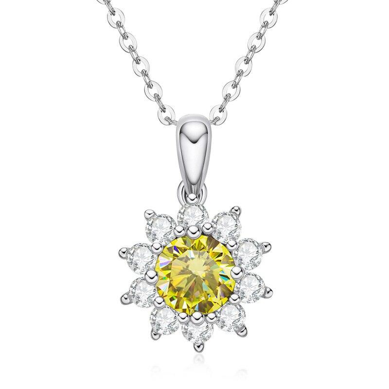 Excellent 1Carat Sunflower Design Brilliant Cut D Color High Quality Moissanite Diamonds Necklace - Fine Jewellery - The Jewellery Supermarket