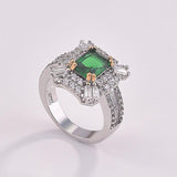 NEW - Luxury AAA+ Cubic Zirconia Green Color Princess Designer Ring - The Jewellery Supermarket