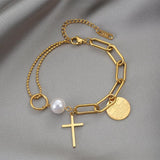 Fashion 316L Stainless Steel Gold Color Multilayer Cross Charm Bracelets For Women - Christian Jewellery - The Jewellery Supermarket