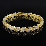 NEW - Gold Colour AAA+ Cubic Zirconia Trendy Leaves Quality Bracelets - The Jewellery Supermarket